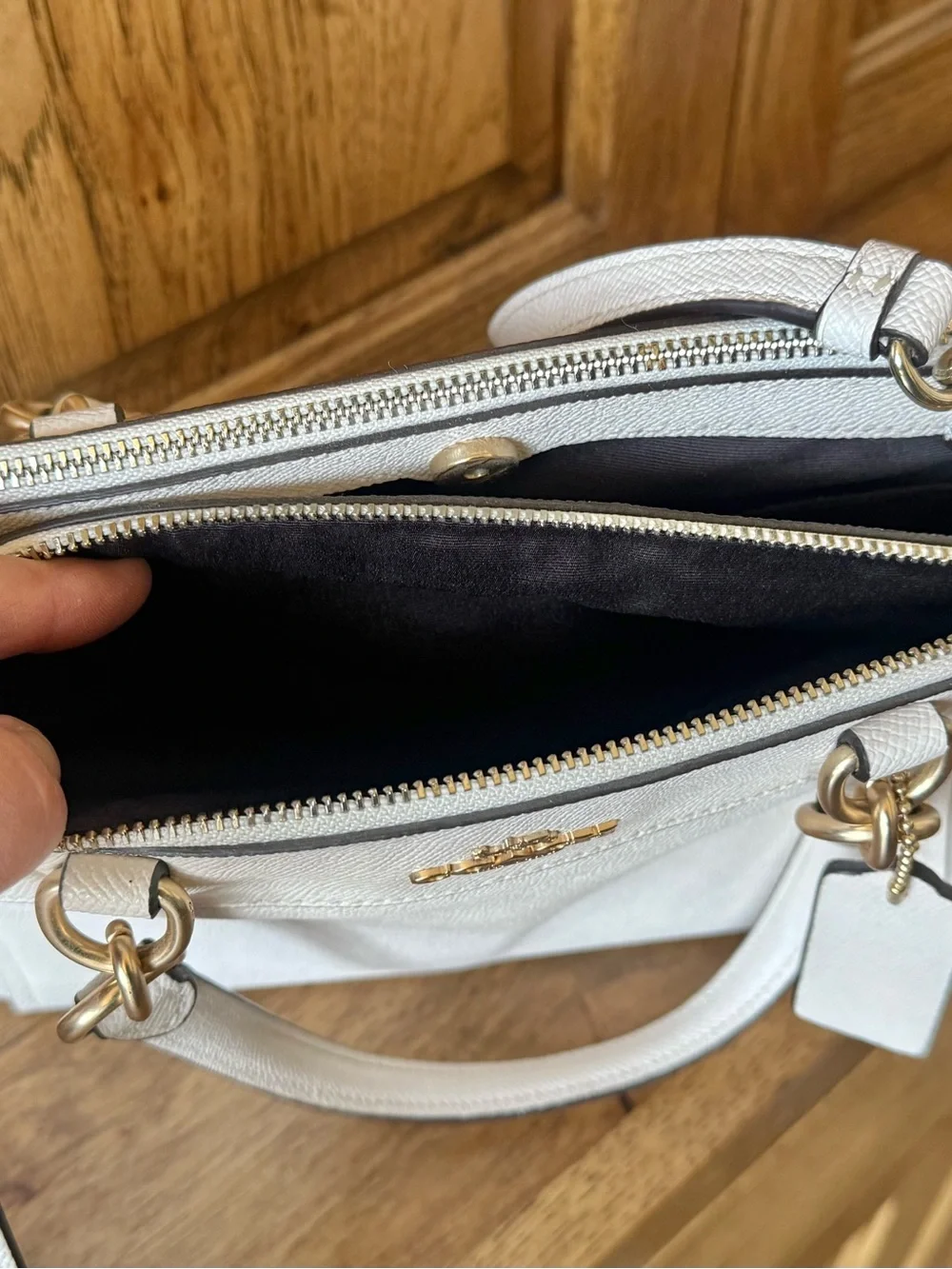 Coach Christie Carryall Ivory Crossgrain Leather Satchel Crossbody